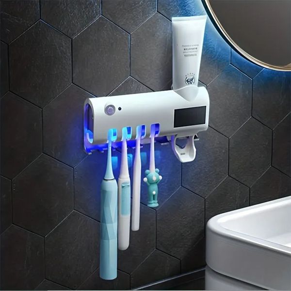 Porte-brosses à dents porte-induction multifonctionnel automatique dentifrice trou de compression boîte de rangement murale gratuite 231205