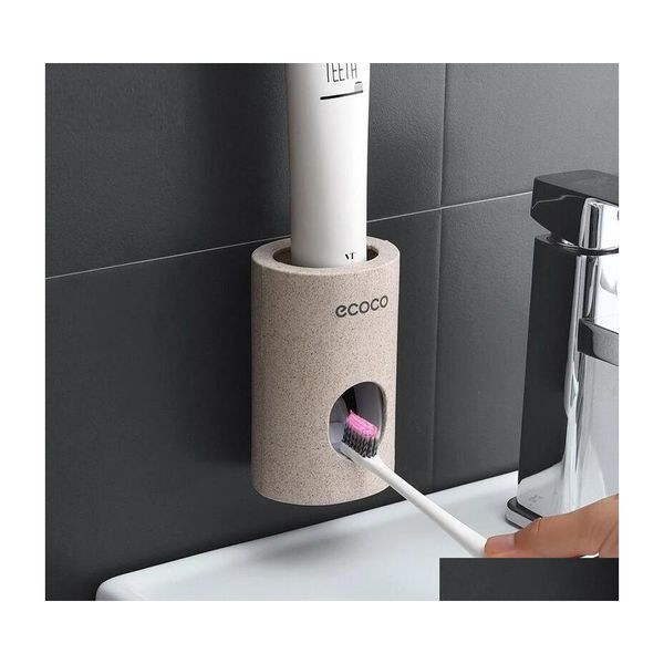 Soportes para cepillos de dientes Dispensador portátil Matic Tootaste No tóxico Montado en la pared Sin perforación Inventario de instalación Venta al por mayor Entrega directa Dhdji