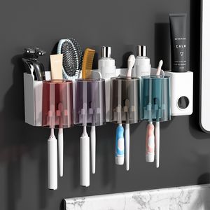 Porte-brosse à dents brosse à dents accessoires de salle de bain étagère montage mural toilette rangement organisation ensemble salle de bain pour commodité moderne 230308