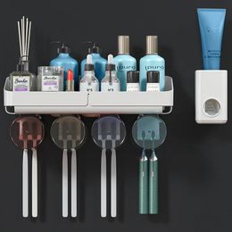Porte-brosse à dents, organisateur de salle de bains, rangement de dentifrice, presse-dentifrice, étui distributeur, tasse, support de brosse, accessoire, étagère murale de salle de bains 231025