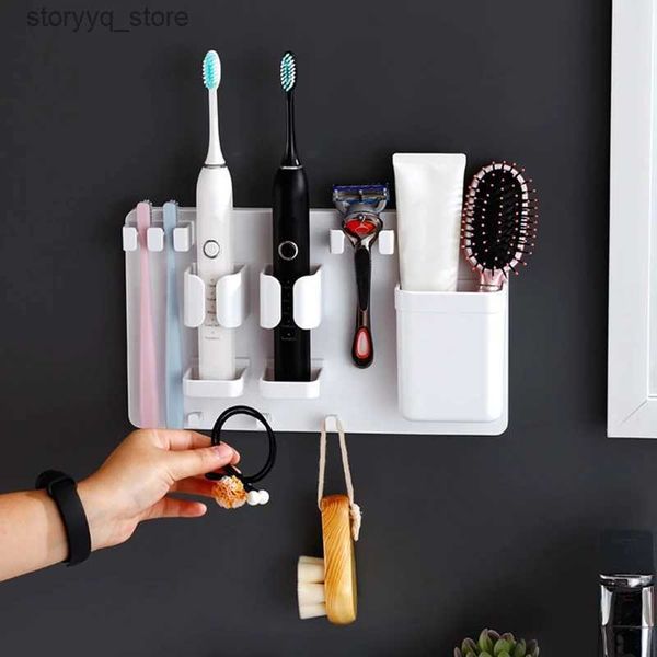 Porte-brosse à dents Porte-brosse à dents pour douche organisateur de brosse à dents mural-support suspendu auto-adhésif pour rasoir à dentifrice installation facile Q231202