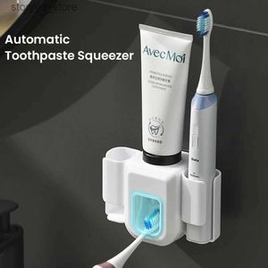 Ensemble distributeur de dentifrice, presse-dentifrice, porte-brosse à dents électrique, organisateur mural de brosse à dents, accessoires de salle de bains Q231202