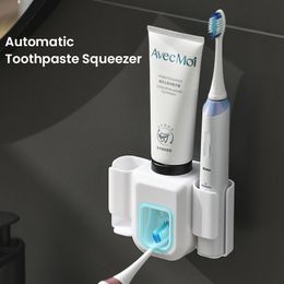 Tandenborstelhouders tandpasta dispenser tandpasta squeezer elektrische tandenborstelhouder dubbele gat muur tandenborstel organisator badkamer accessoires 230820