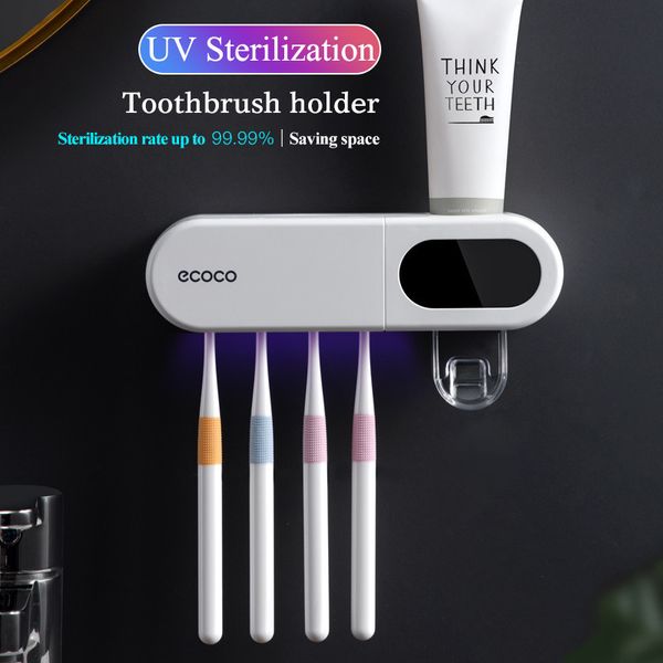 Soportes para cepillos de dientes Soporte para cepillos de dientes UV Esterilizador Exprimidor de pasta de dientes Dispensador Energía solar Tipo-C Carga Juego de accesorios de baño 230613