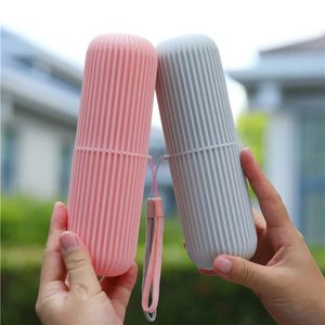 Toothbrush Holders Vertical Stripe Portable Rinsing Cup Travel Box Toothware Toothpaste Container 231023