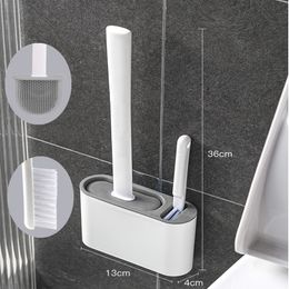 Tandenborstelhouders Muur Hangende Toiletborstel Kom 2 Borstels Siliconen met Houder Voor Vloer Badkamer Accessoires Sets 230809