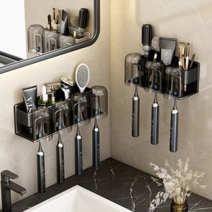 Porte-brosse à dents mural porte-brosse à dents en alliage d'aluminium porte-dentifrice salle de bain ménage gain de place sans poinçonnage accessoires de salle de bain 230820
