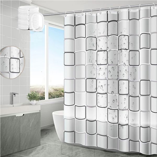 Porte-brosse à dents imperméable rideau de douche anti-moisissure durable écrans de salle de bain avec crochet moderne imprimé rideaux de baignoire décor 230809