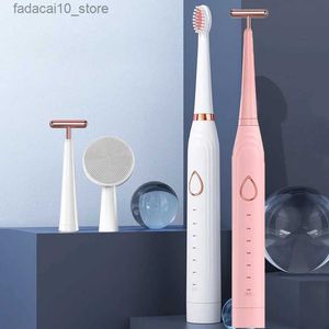 Tandenborstel Intelligente Sonische elektrische tandenborstel Oplaadbare USB-tandenborstel voor volwassenen IPX7 Waterdichte gezichtsreinigingsborstel Massager Tool Q240202