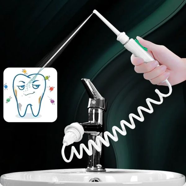 Brosse à dents nouveau robinet Irrigateur oral Irrigator Dental Water Flosser non électrique sans cordon Nettoyer de dents jet d'eau pour la pression de l'eau de dents réglable