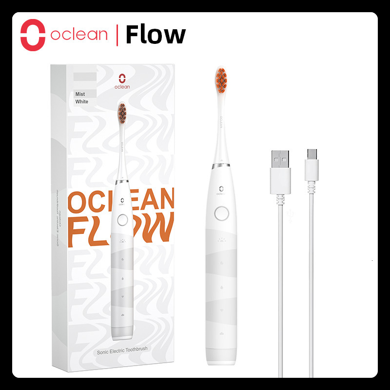 Zahnbürste Oclean Flow Sonic Electric Zahnbürstenset wiederaufladbare automatische Ultraschall -Zähne -Zähne -Kit IPX7 Ultraschallweihweißer 230814