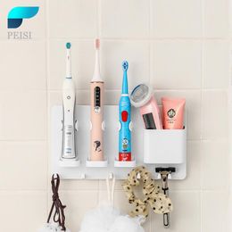 Brosse à dents Peisi Porte-brosse à dents Distributeur de dentifrice Support mural Douche familiale Support mural pour brosse à dents familiale Ensemble d'accessoires de salle de bain