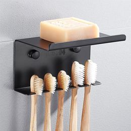 Soporte para cepillo de dientes SUS304, estante de pared para jabón negro de acero inoxidable, estante de almacenamiento montado, producto para baño de uñas 330e
