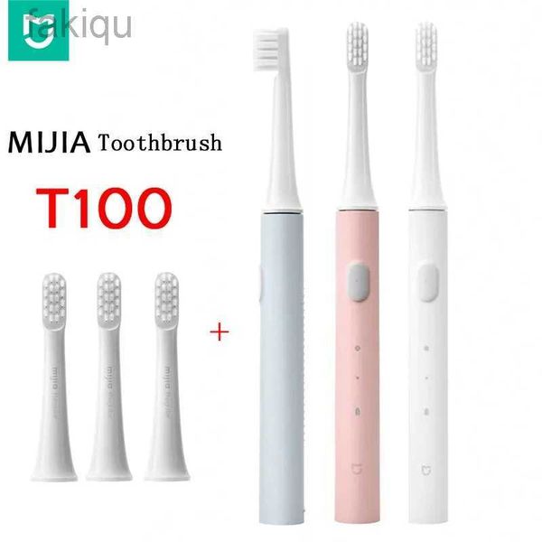 Brosse à dents Mijia Sonic Electric Brosse à dents T100 Adulte Ultrasonic Automatic Brosse USB USB Tête de brosse à dents imperméable rechargeable 240413