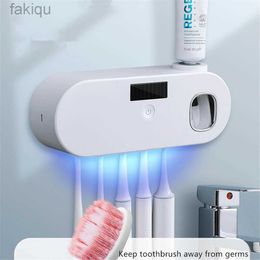 Brosse à dents Énergie solaire / charge USB support de brosse à dents UV Mur de dentifrice Auto dentifrice de dentifrice magnétique magnétique Accessoires de salle de bain 240413