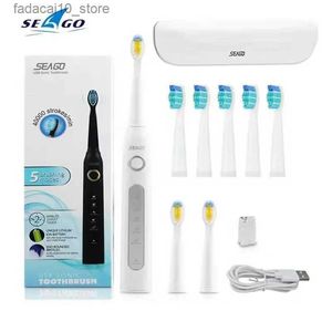 Tandenborstel Seago 507 Sonic elektrische tandenborstel Vervangbare opzetborstel Smart Timer Tandenborstel met 5 modi voor het reinigen en bleken van tanden Q240202