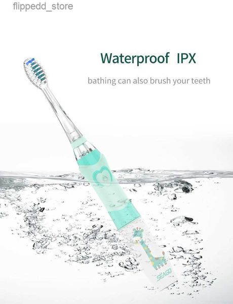 Brosse à dents Seago brosse à dents électrique pour s brosse à dents à batterie sonique avec lumière LED colorée Q231117