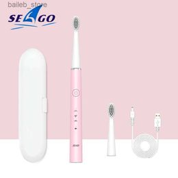 Brosse à dents SeaGo Electric Brosse à dents rechargeable 5 modes Whiten Clean Dents Brosse Professional Care Brosse de dents Boîte à dents Y240419
