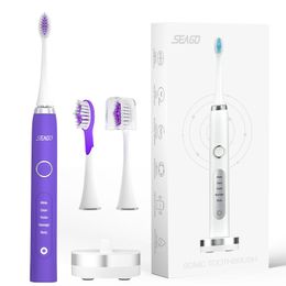 Brosse à dents SeaGo Electric Brosse à dents ultrasonore rechargeable Achetez un obtenez un pinceau de dents imperméable pour adultes améliorés SG986