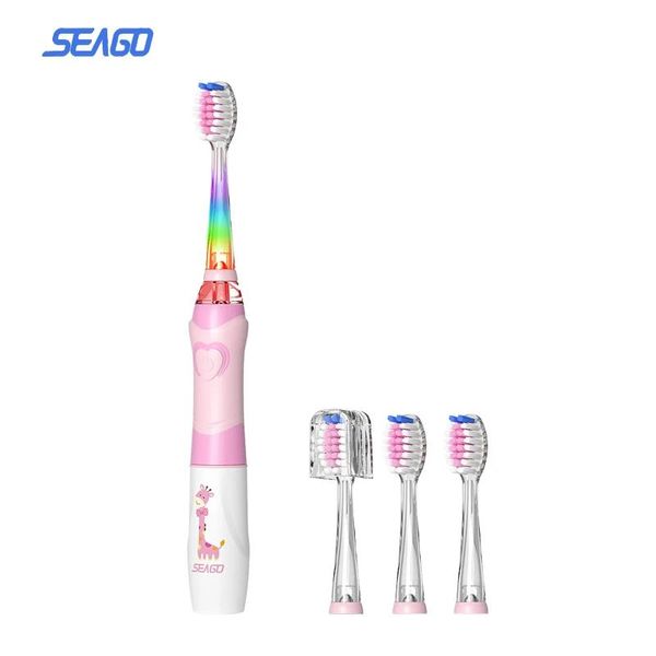 cepillo de dientes Seago Kids Sonic Cepillo de dientes eléctrico con batería Temporizador Cabezales de cepillo de repuesto Suave para niños pequeños a partir de 3 años