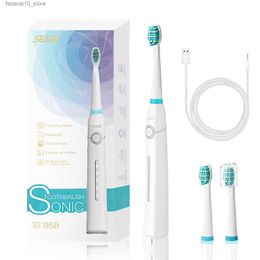 Cepillo de dientes Seago Sonic Cepillo de dientes eléctrico Carga USB Adulto Impermeable Ultrasónico Automático 5 modos con estuche de viaje Q240202