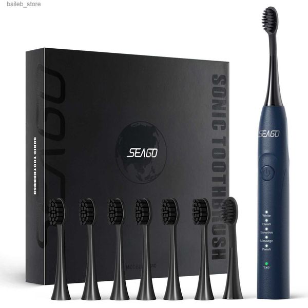 Brosse à dents SeaGo Sonic Electric Brosse à dents à deux moteurs Core magnétique Care orale Smart Adulte Timer Brosse étanche Brosses SG540 Y240419