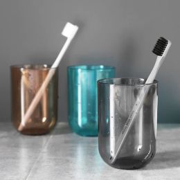 Brosse à dents simple lavage de salle de bain brosse à dents créative mode transparente couple de toilettes brossage brossage des dents de bouche en plastique tasse