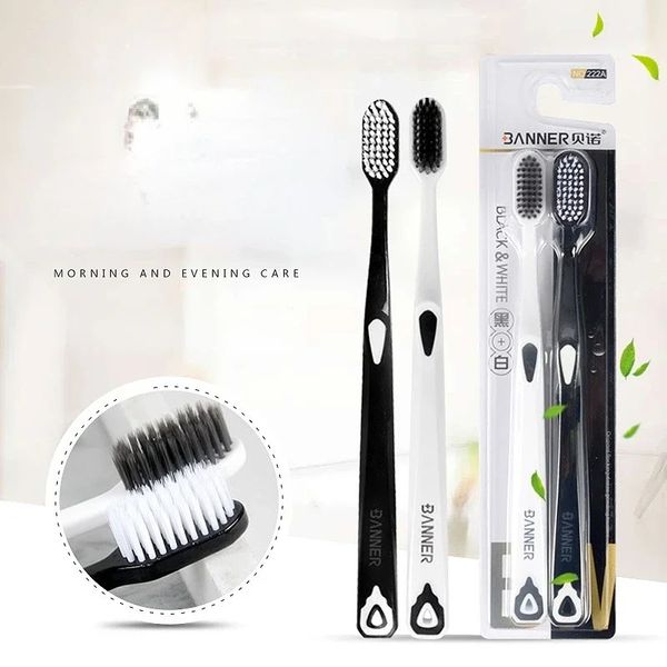 Brosse à dents Hair doux Poignée en plastique Soins oraux Brosse à dents Ultra-Fine Voyage Portable Eco Friendly Fiber Nano avec boîte Brusque Brusque Nano Fibre convivial