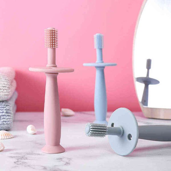 Cepillo de dientes de silicona suave para entrenamiento de bebés, cepillo de dientes para cuidado bucal para niños, herramienta de limpieza de dientes, regalos de dientes para niños 0511