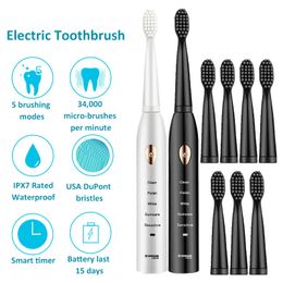 Tandenborstel sonische elektrische tandenborstel 5 modi 4 8 ​​elektrische tandenborstelkoppen bevestigingen oplaadbare tandenborstel ultrasone geluidsborstel 230823