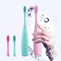 Cepillo de dientes eléctrico sónico, recargable para niños durante 312 años, Material de silicona, Herramientas de limpieza bucal para niños Gg165