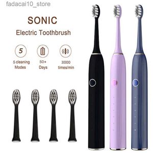 Tandenborstel Sonische elektrische tandenborstel Oplaadbaar IPX7 Waterdicht 4 tandenborstels Kop 350 dagen bereik 5 niveaus van mondverzorging Schone tandenborstel Q240202