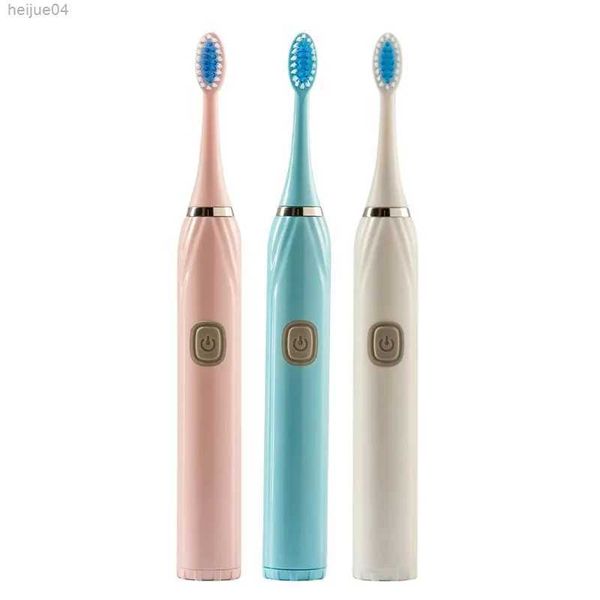 Escova de dentes elétrica ultrassônica, uso com bateria, cerdas macias, à prova d'água, higiene oral, clareamento dental com cabeça de escova de reposição