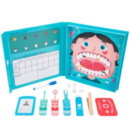 Tandenborstel hout educatieve tandheelkundige speelgoed set tandwinning poetsen tanden molaire kit cosplay tandarts speelgoed tandheelkunde kerstcadeau voor kinderen