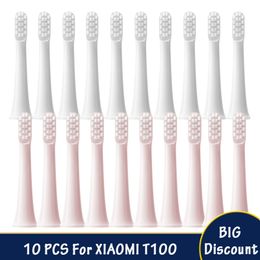 Cabezales de cepillos de dientes 10 Uds para XIAOMI MIJIA T100 cabezales de cepillo de repuesto cepillo de dientes eléctrico sónico aspiradora DuPont cerdas suaves boquillas adecuadas 230410