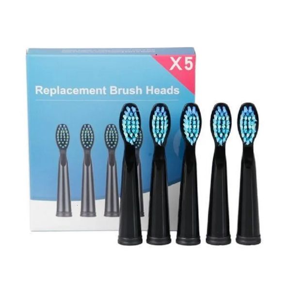 Têtes de brosses à dents 5 pièces, têtes de rechange pour brosse à dents électrique sonique, brosse à dents pour Fairywill FW507 FW508 FW917, noir 231006