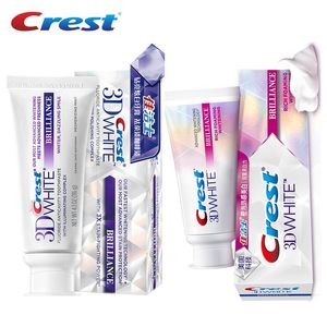 Dentifrice authentique crête 3d blanc brillant des dents de dentifrice blanchissante émail sûr tube de menthe poivrée vibrante 3 types pâte dentaire