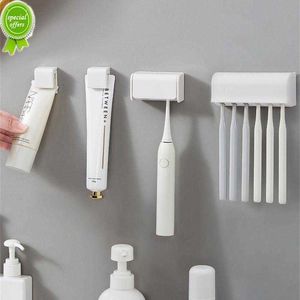 Porte-dentifrice support de rangement mural sans poinçon dentifrice brosse à dents organisateur salle de bain support pour cuisine boîte de rangement