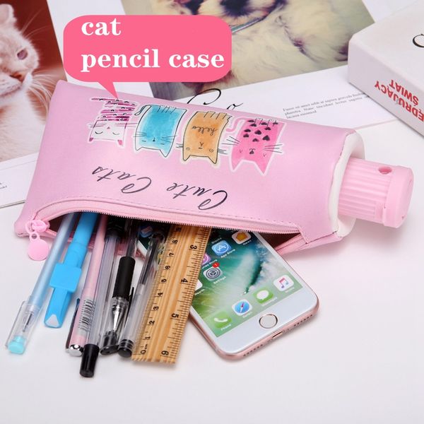 Cas de dentifrice crayon École Unicorn Cat Cur crayons pour garçons papeterie étudiante Banana Zipper Box Box Cur à crayon en cuir