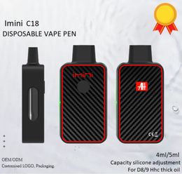 Top 1 Authentieke iMini C18 Wegwerpvape leeg OI LBOX USB Oplaadapparaat 4.0 ml 5,0 ml Zwarte Vaporizer 380 mAh Ceramische spoel Verstelbare spanning 2.7V D8 D8 D10 Lege apparaat