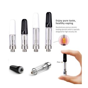 Top 1 Cartucho de cerámica 0.5ml 1.0ml Vape Vape Vape Cartucho de vidrio Vaporizador Vaporizador Pen 510 Thead Atomizer Vape Carts Kits de cigarrillo electrónico en stock Caja personalizada