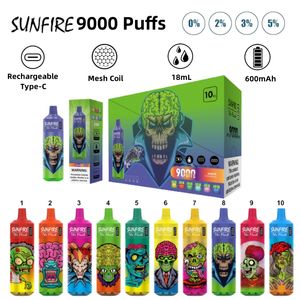 Top 1 Lituanie Slovaquie Lettonie Suisse Suisse à prix réduit 9000 / 9K Puffle jetable Vape E Cigarette Fruit E liquide OEM ODM Vape Wape 10000