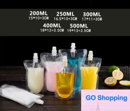 Top 17 OZ 500 ML Stand-up Plastic Drank Verpakking Zak Uitloop Pouch voor Drank Vloeibare Sap Melk Koffie 200-500 ml