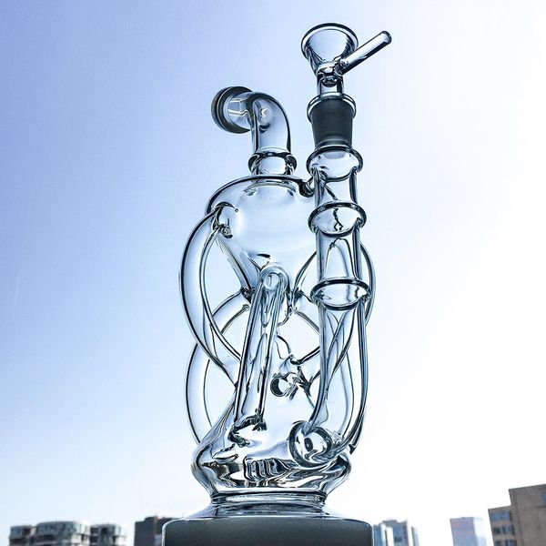 Venta al por mayor Hookahs Clear Inline Perc Oil Dab Rigs Reciclador Bongs de vidrio de agua 14 mm Junta hembra con tazón WaterPipes