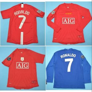 Top 2008 Finale Moskou Ronaldo Retro Jerseys Classic Vintage 08 09 Scholes Vidic Soccer Jersey Rooney Shirts Utd Maillot de Football Jerseey