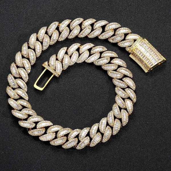 Top 2024 Joyería Ice Hip Hop 20 mm Conjunto de mezcla gruesa t Cubic Zircon Miami Cadena cubana Industria pesada Collar con dije dominante para hombres