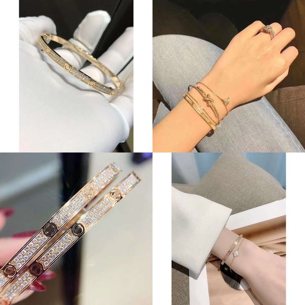 Top 2024 Quality Fin Fin Rose Gold Designer Diamonds for Women Top V-Gold Sier Bracelet Open Style Wedding Bijoux avec boîte Original Quality