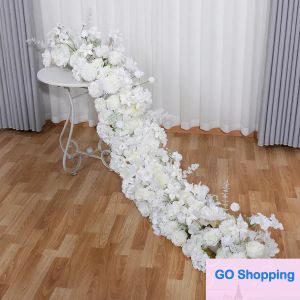 Top 2M haut de gamme blanc rose hortensia fleur artificielle rangée de fête de mariage toile de fond table pièce maîtresse décoration arc route cité floral