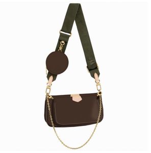 Top 3pcs Set Bolso de cuero Favorito Multi Pochette Accesorios Bolso Monedero Cuero genuino Flor Hombro Crossbody Señoras Monedero