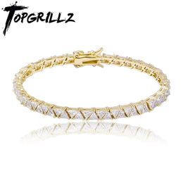 TOP 5mm pulsera de cadena de tenis de alta calidad Triangular helado Cubic Zirconia Hip Hop encanto joyería de moda para mujeres 240105